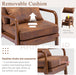 Mid Century Modern Accent Chair Set of 2 Living Room- Comfy Solid Wood Arm Chair with Lumber Pillow Lounge Decorative Brown Leather Office Side Chair Bedroom Reading Nook Sillas De Sala Microfiber
