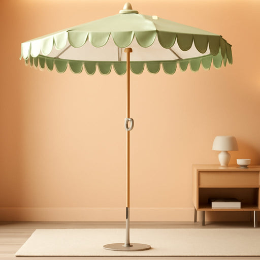 9Ft Elegant Valance Patio Umbrella, Outdoor Umbrellas for Patio with Auto-Tilt and Crank Systerm, Table Umbrella for Outdoors, Poolside,Beach, Backyard