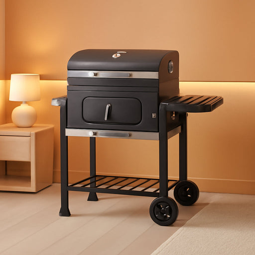 38In Outdoor Barbecue Grill, Charcoal Barbecue Grill, Smoking Stove, Suitable for Patios and Backyards, Black Color, Local Warehouse, Delivered within 3-5 Days (38In)