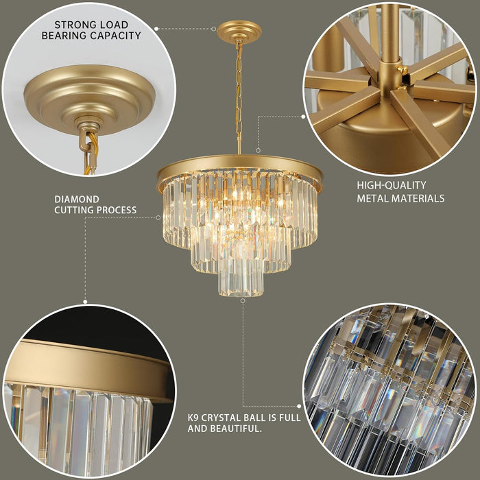 Luxurious Gold Crystal Chandelier Dining Room Tiered