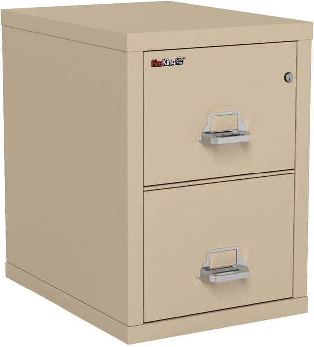 Fireproof Vertical File Cabinet (2 Letter Sized Drawers, Impact Resistant, Water Resistant), 27.75" H X 17.75" W X 25.06" D, Parchment