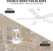 Ceiling Fans with Lights and Remote, 46 Inch Modern Ceiling Fan with Light, White Ceiling Fans for Bedroom Living Room Indoor/Outdoor, Reversible Quiet Motor, Dimmable LED Light, White