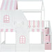 Full-Size House-Bunk Bed With Pink StorageCompartments