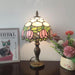 Tiffany Table Lamp Small Stained Glass Desk Lamp Vintage Bedside Lamp Included 3 Way LED Bulb for Home Living Room Nightstand Bedroom Office (Pink Tulip)