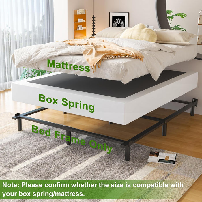 7 Inch Queen Bed Frame for Box Spring and Mattress, Black