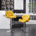 Breni Velvet Diamond Tufted Swivel Adjustable Height Barstools, Set of 2, Yellow