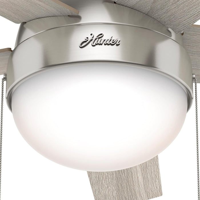 Anslee, Indoor, Ceiling Fan, with LED Light, 46 Inch, Brushed Nickel | Low Profile Mount, Pull Chain, 5 Blades, for Bedroom, Living Room, Kitchen, 50278