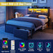 Full Size Bed Frame with Upholstered Headboard, Bed Frame Full with Storage Drawers, Charging Station & LED Lights, Metal Platform No Box Spring Needed, Noise Free, Black (1200 Lbs Capacity)