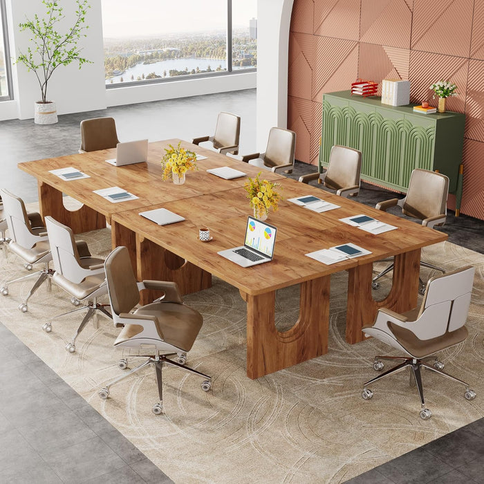 Modern Executive Desk, 70.9" Large Office Computer Desk, Conference Table Meeting Room Table, Simple Workstation Business Furniture for Home Office, Brown