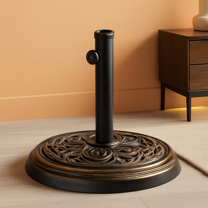 24.2Lbs Heavy Duty Outdoor Umbrella Base 17.72" round Market Umbrellas Stand for Patio, Garden, Lawn, Bronze