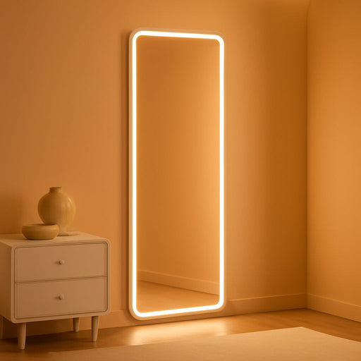56"X20" Dimmable 3-Color LED Full Length Floor Body Mirror