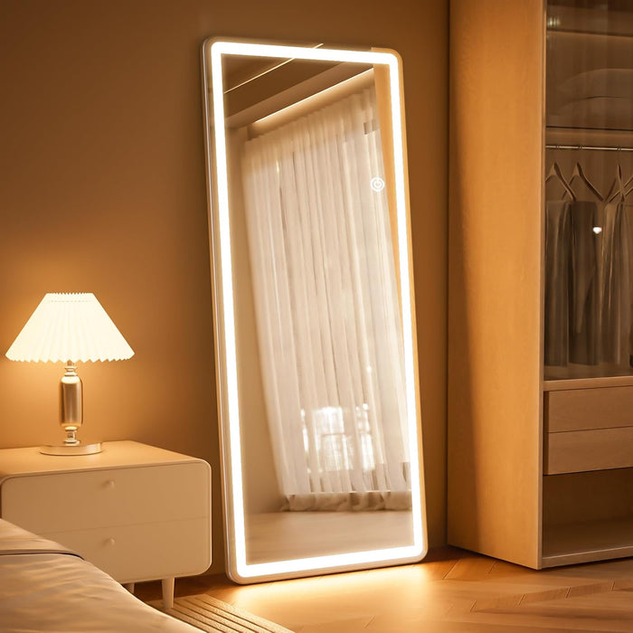 56"X20" Dimmable 3-Color LED Full Length Floor Body Mirror