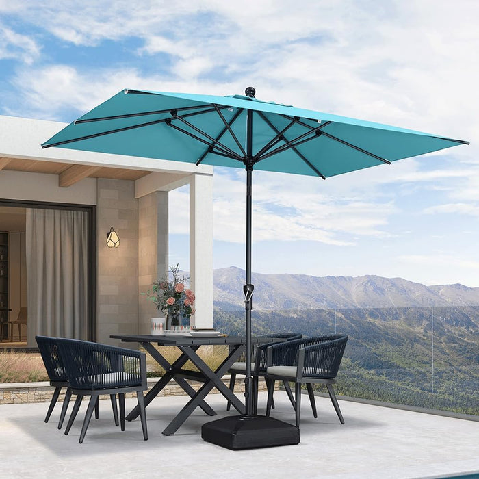 Rectangular 10ft Turquoise Blue Patio Umbrella Tilt