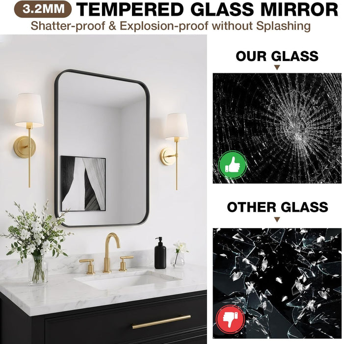 24"X36" Bathroom Mirrors for over Sink, Matte Black Rectangle Vanity Mirror