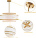19.7" Gold Drum Chandelier with White Linen Lampshade 4-Light Modern Farmhouse Chandelier Light Fixture for Dining Room, Kitchen Island, Foyer Entryway Bedroom
