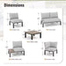 Metal 10-Seat 9-Piece Outdoor Patio Conversation Set with Gray Cushions and Coffee Table