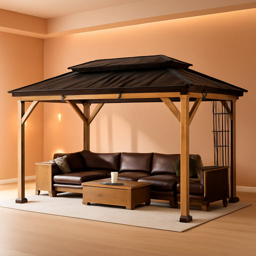 12x20 Hardtop Gazebo Wood Outdoor Pavilion Lockers