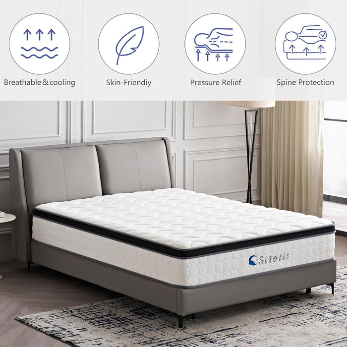 12 Inch Queen Size Hybrid Mattress - Medium Firm, Memory Foam & Pocket Springs, Motion Isolation, Edge Support, Pressure Relief, Ships Compressed