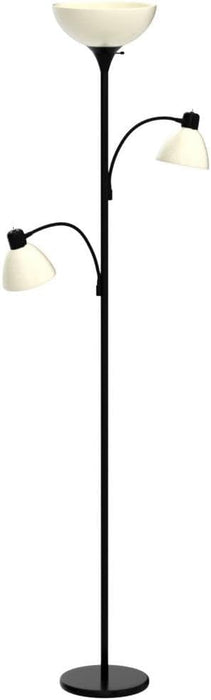 Sky Dome Double LED Floor Lamp, Torchiere Super Bright Floor Lamp with 2 Reading Lamps for Living Rooms & Offices - Dimmable Tall Standing Lamp for Bedroom Reading - Tall Black Pole