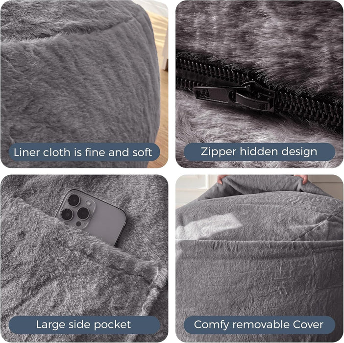 Giant Bean Bag Chair Bed for Adults, Convertible Beanbag Folds from Lazy Chair to Floor Mattress Bed, Large Floor Sofa Couch, Big Sofa Bed, High-Density Foam Filling, Machine Washable