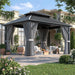 10'X12' Outdoor Gazebo Hardtop Grill Gazebo Aluminum Galvanized Steel Double Roof Outdoor Pergola Include Curtain and Netting for Backyard, Patio, Lawn
