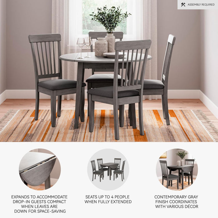 Shullden Casual round Dining Small Drop Leaf Table, Seats up to 4, Gray