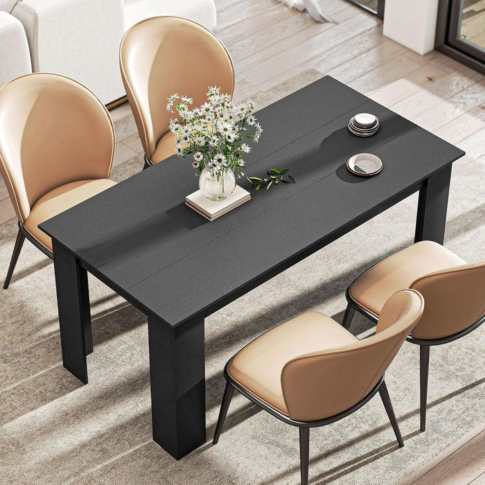Dining Table for 4-6, 63" Rectangular Kitchen Table, Black