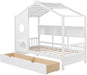 White Twin HouseShaped Bed Frame With StorageSpace