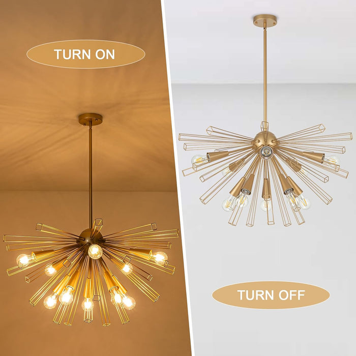 Gold Brushed Brass Sputnik Chandelier Elegant Lights