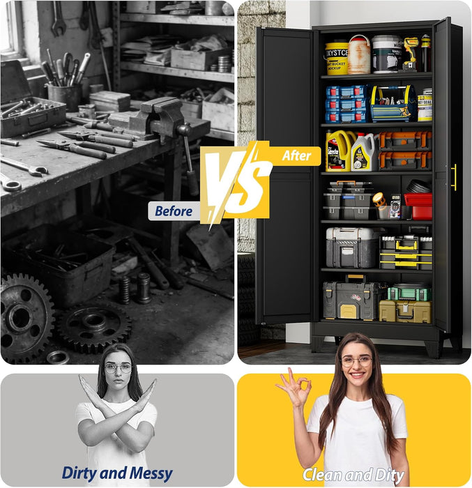 75 Inch IndustrialGrade BlackSteel Storage Cabinet Pro