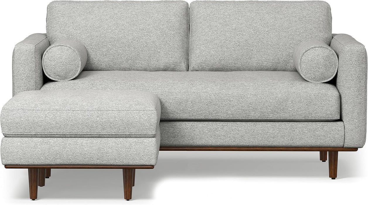 Morrison Mid-Century Modern 72 Inch Wide Sofa with Ottoman Set in Mist Grey Woven-Blend Fabric for the Living Room and Family Room