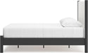 Signature Design by Ashley Cadmori Modern Queen Upholstered Platform Bed, Foundation or Box Spring Not Needed, Black & White