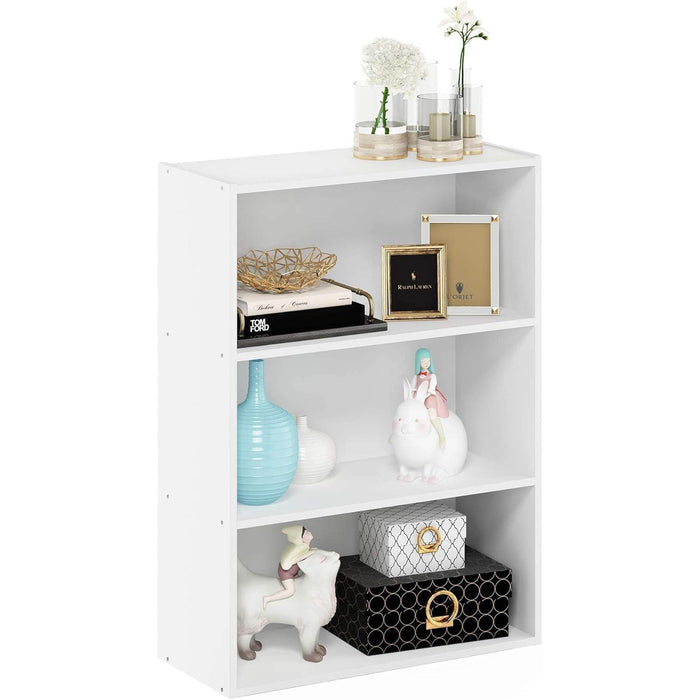 Pasir 3-Tier Open Shelf Bookcase, Plain White
