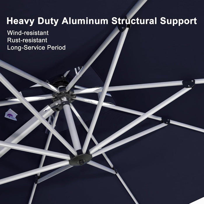 Cantilever Patio Umbrellas 10'X 10' Square Double Top Navy Blue