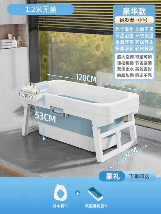 Portable Folding Bathtub for Adults Hot Bath Spa Plastic Bathtubs Children Swimming Pool Bucket Sauna Lid Cover House Bath Tub Z