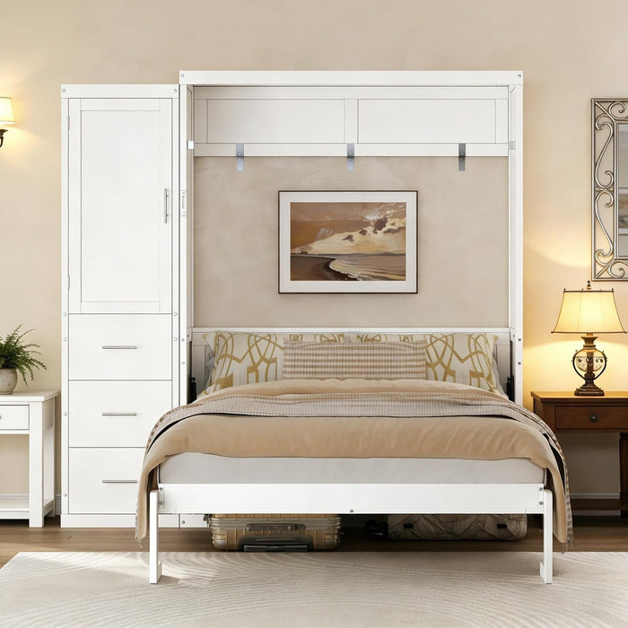 Fullsize Murphy Bed With Integrated Wardrobe Storage