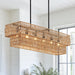 Six Light Boho Rattan Rectangular Pendant Chandelier