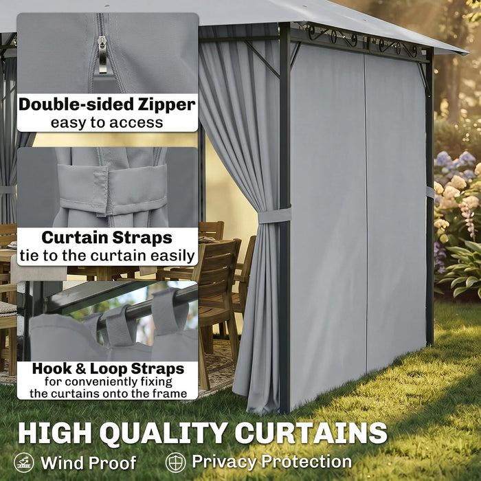 10x13 Ft Patio Gazebo With WeatherResistant Curtains