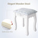 Vanity Table Set with 4 Drawer,Makeup Dressing Table W/Cushioned Stool,Girls Women Bedroom Furniture Set Oval Mirror White