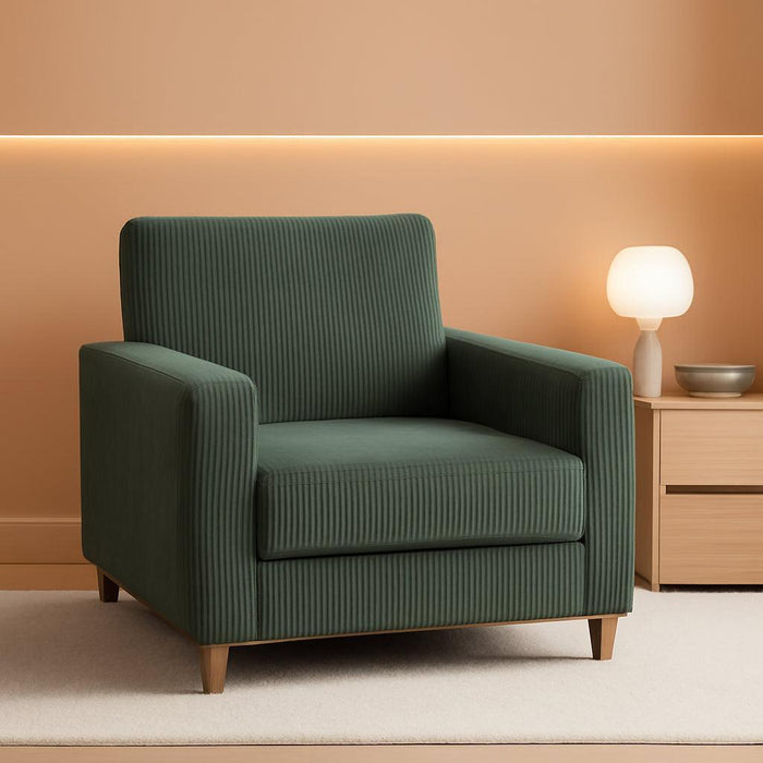 35.5In Corduroy Sofa Accent Chair, Tool-Free Setup Living Room Couch Accent Chairs, Reading Chair for Bedroom 22.5In Extra Deep Seats, Comfy Arm Chairs for Office, All-Wood Reading Nook Green