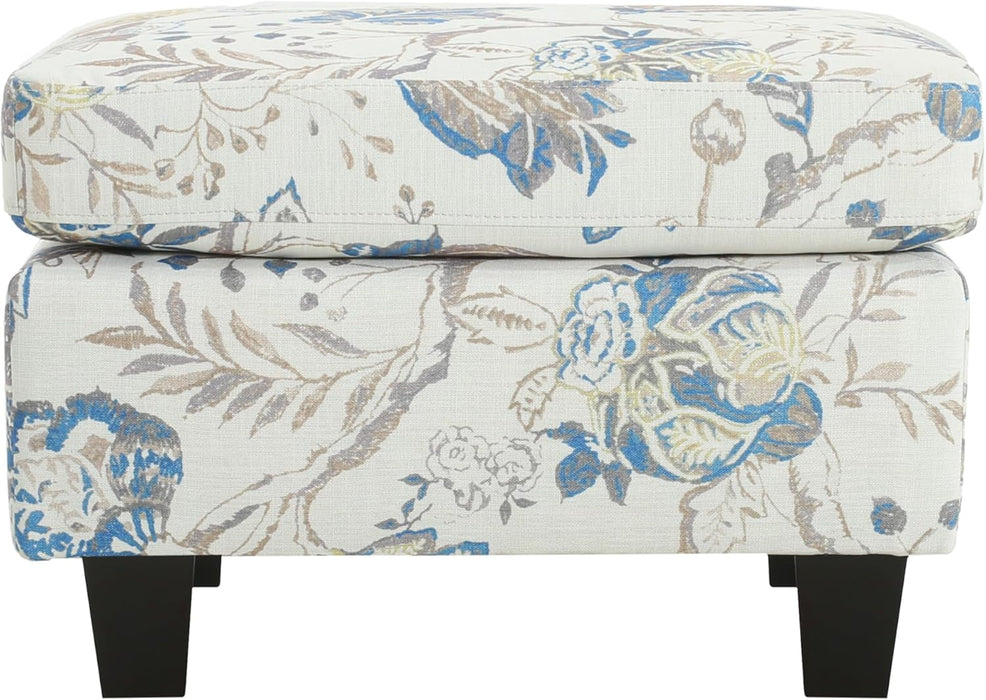 Spield Indoor Ottoman Footrest, Wooden Ottoman Foot Stool, Modern Coffee Table, Floral Print
