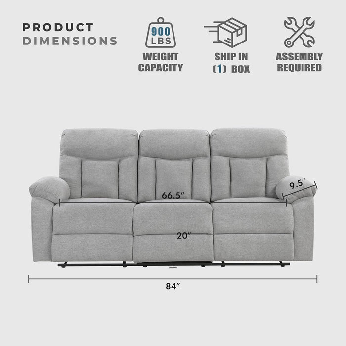 Mnul Double Recliner Couch for Living Room, Chenille Fbric Upholstered Reclining Sof, Home Theter Seting, Esy ssembly, Recliner Couch, Gry