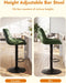 Swivel Bar Stools Set of 2, Height Adjustable Counter Height Bar Stools with Open Back and Footrest, Premium Faux PU Leather, Modern Upholstered Bar Chairs for Kitchen Island/Bar/Counter, Green
