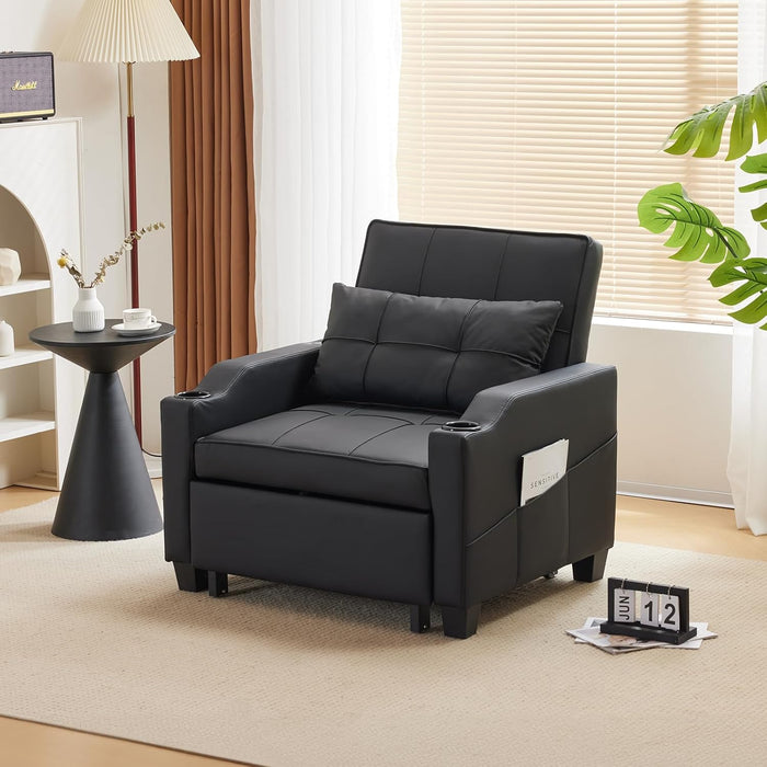Black Multifunctional Sleeper Chair SofaBed Usb Ports
