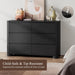 Black Dresser for Bedroom with 6 Drawers, 47" W Modern Chest of Drawers with Unique Thickened Foot, Rounded Corner Design, Wooden Dresser Organizer for Bedroom, Living Room, Hallway