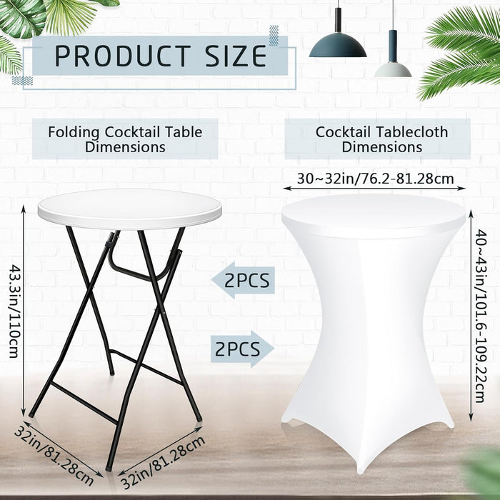 32Inch White HighTop Collapsible Cocktail Table Set