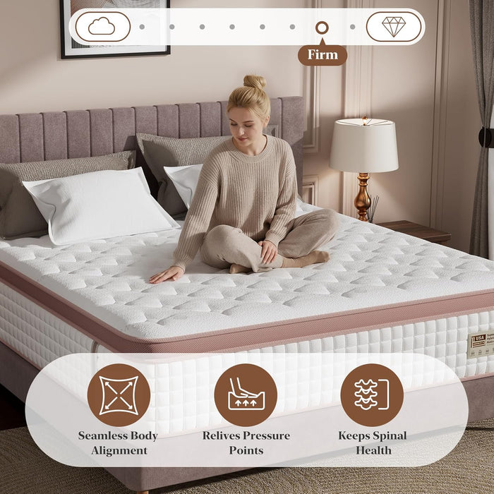 Extra Firm Queen Mattress 14 Inch, Luxury Hybrid Mattress in a Box for Deep Sleep & Lumbar Support, Certipur-Us & Zero Fiberglass, 365-Night Trial