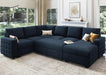 Sleeper Sectional Sofa with Pull Out Bed U Shaped Sectional Couch with Storage Chaise Velvet Sectional Sleeper Sofa Bed for Living Room, Dark Blue