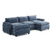 120" W Sectional Sofa U Shaped Couch with Double Chaise Chenille Sleeper Set with 3 Oversized Seats Gray-Blue