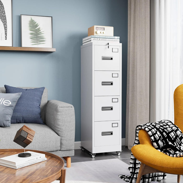 White IndustrialGrade 4 Drawer File Cabinet Lockable